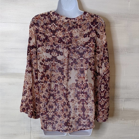 Patterson J. Kincaid Cropped Loose Fit Abstract Floral Blouse Size M - Picture 2 of 4
